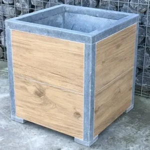 Premium Belgisch hardstenen bloembakModern vierkant Woodlook