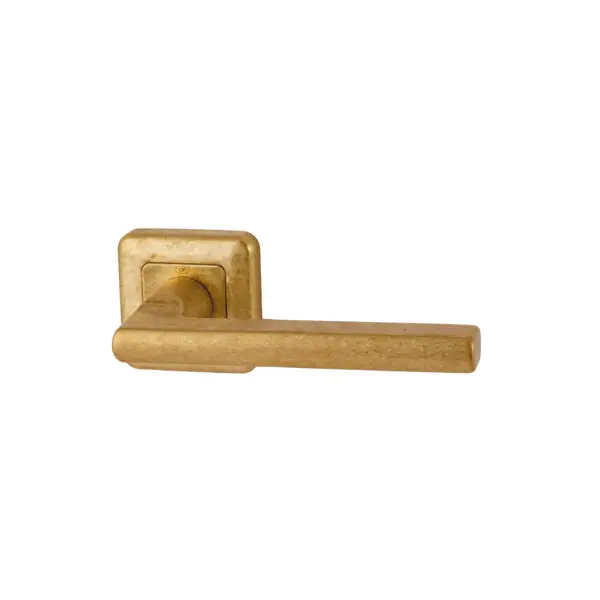 Voordeelprijs Design deurklink Sara (set van 2) getrommeld messing op vierkant rozet