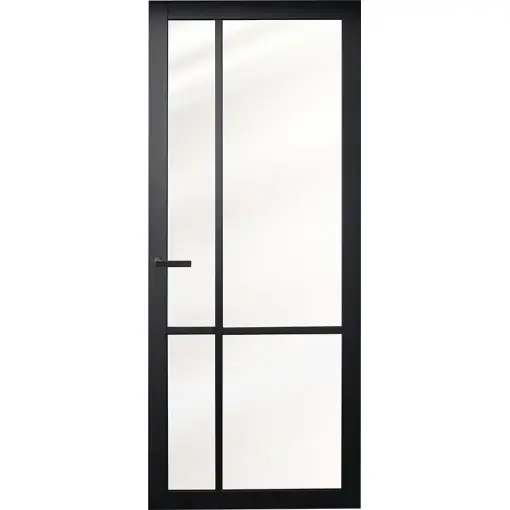 Koopje Industriële staallook Asti deur stomp zwart incl. gelaagd glas