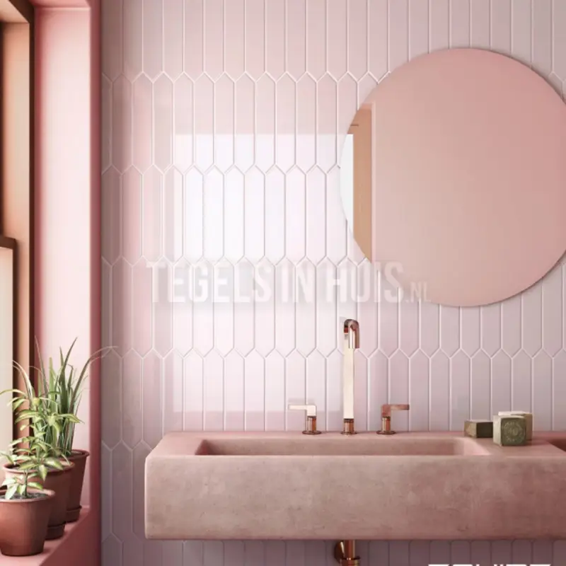 Exclusieve Aanbieding Wandtegel Arrow Blush Pink roze 5×25
