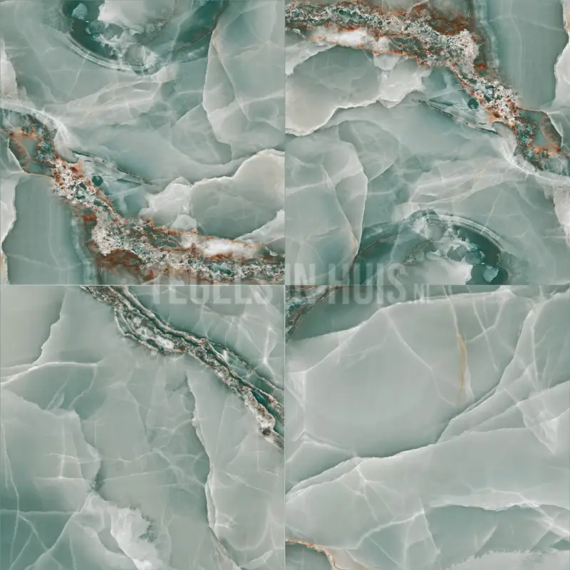 Premium Vloertegel – Wandtegel Onix marmer turquoise gepolijst 120×120 gerectificeerd (min afname 14,4 m2)