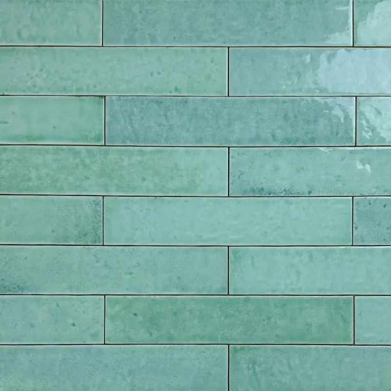 Wandtegel Menorca turquoise licht blauw glans vintage craquele 6,5×32,8 Must-Have