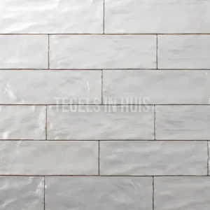 Gereduceerde Prijs Wandtegel 6,5×20 cm wit handvormlook white – parelmoer effect