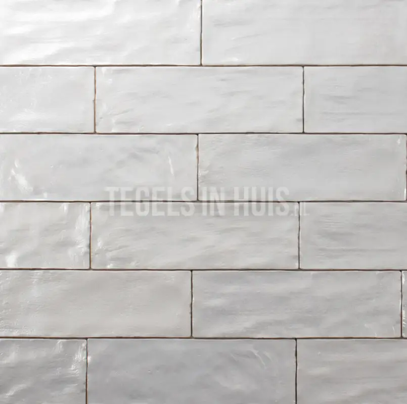 Gereduceerde Prijs Wandtegel 6,5×20 cm wit handvormlook white – parelmoer effect