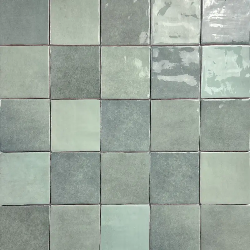 Porcelacasa wandtegel random 10×10 handvorm mix groen glans 0,5m2 Lage Prijs