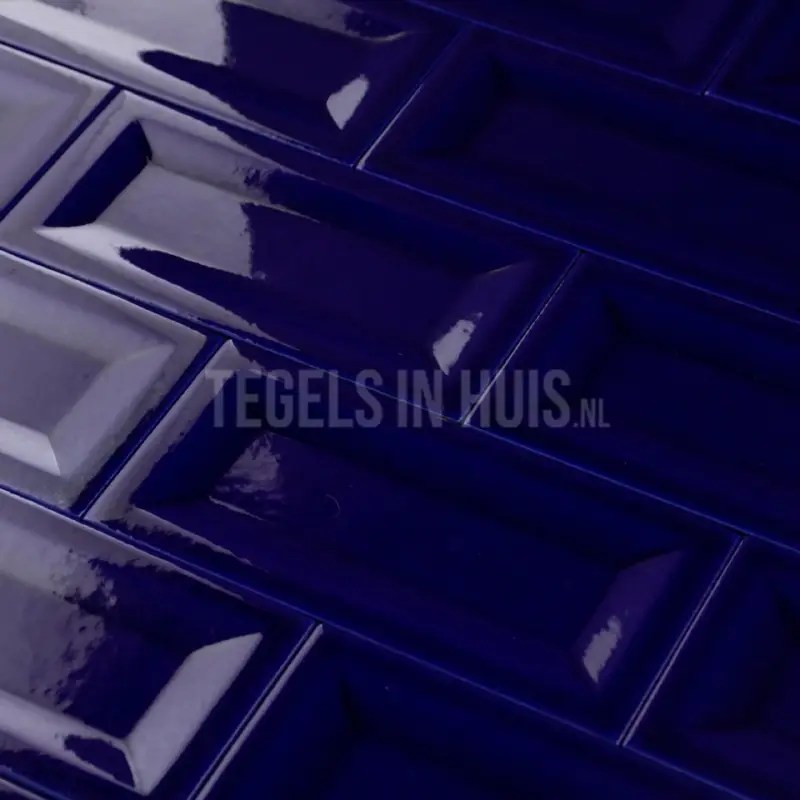 Betaalbaar Wandtegel Evolution in Metro glans kobalt blauw craquelé 7,5×15 cm