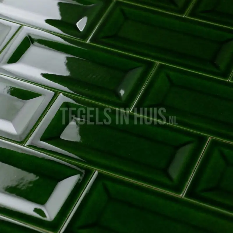 Wandtegel Evolution in Metro glans victorian groen craquelé 7,5×15 cm Bestseller