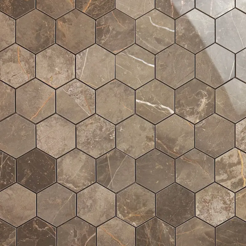 Must-Have Vloertegel – Wandtegel Hexagon Manhattan Earth bruin gepolijst 29×27 matje