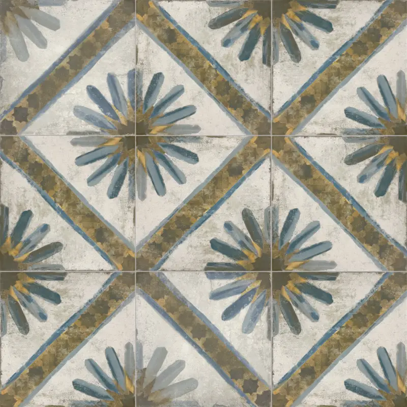 Vloertegel – Wandtegel vintage Tanger bloem blauw 20×20 R9 Shop Nu