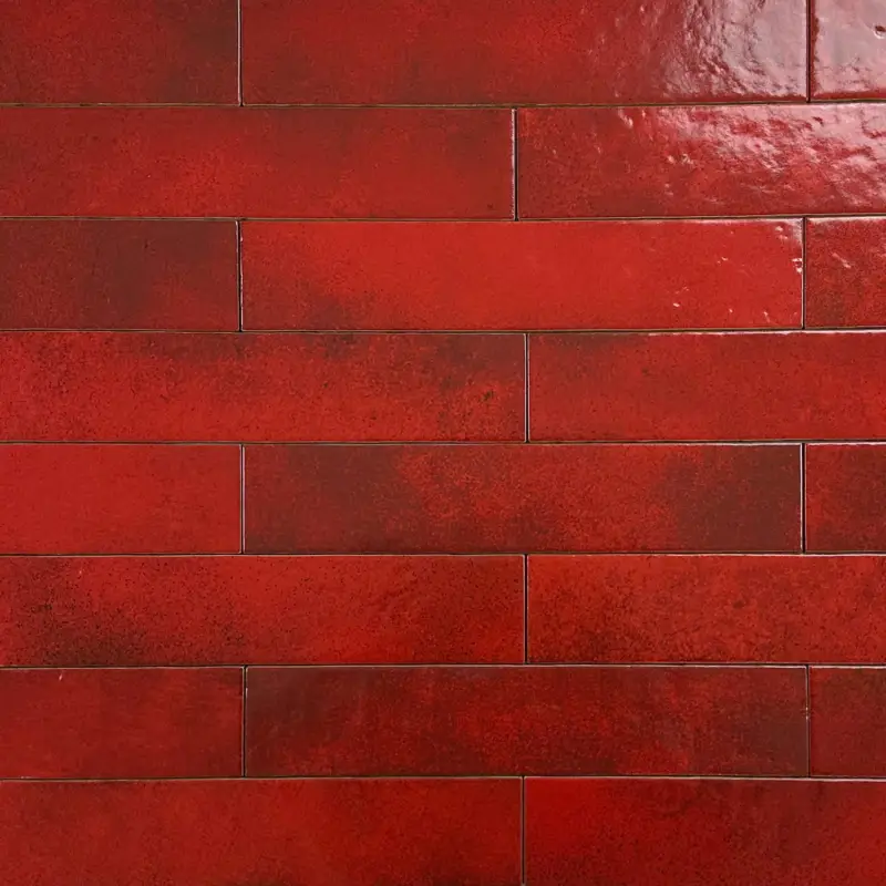 Express Levering Wandtegel Menorca volcanic rood glans vintage craquele 6,5×32,8