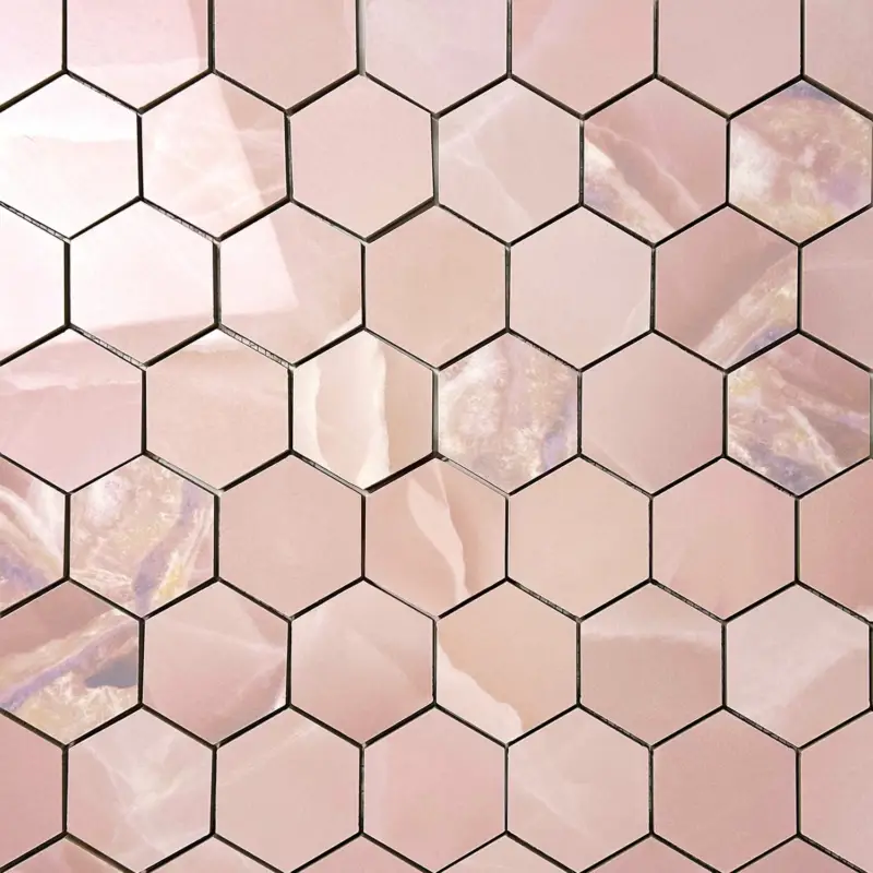 Must-Have Vloertegel – Wandtegel Hexagon Onix marmer roze gepolijst 29×27 matje