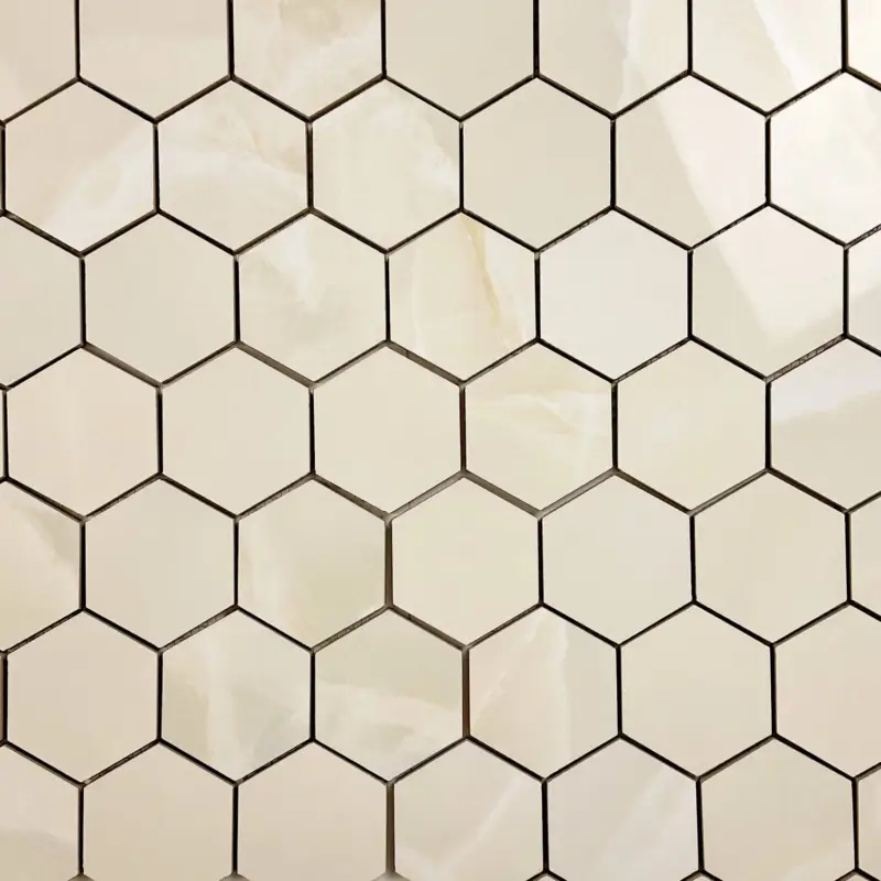 Vloertegel – Wandtegel Hexagon Onix marmer zand sable gepolijst 29×27 matje Veilige Betaling