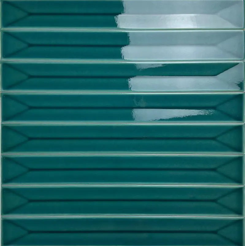 Gecertificeerd Wandtegel langwerpig Vitral petrol blauw groen craquelé decor axis 5×40