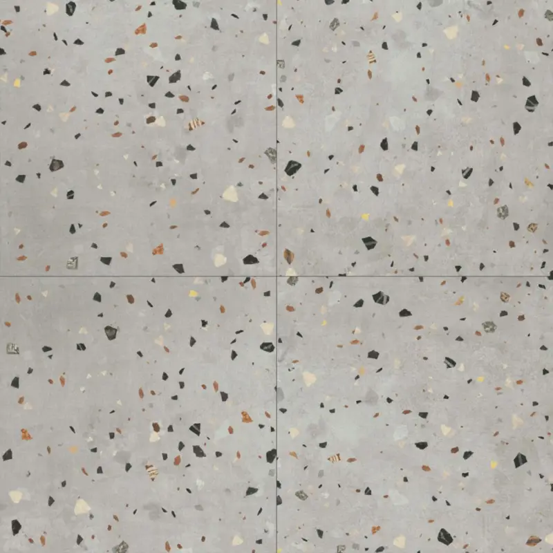 Vloertegel – Wandtegel Sempre terrazzo grijs 61×61 R9 Nieuw