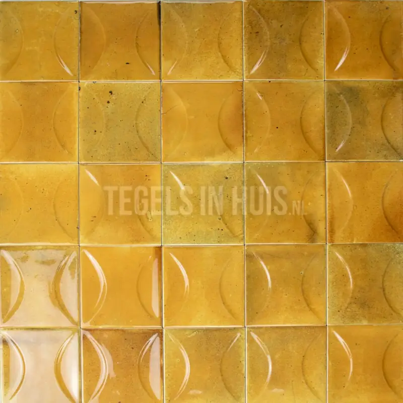 Wandtegel Hanoi caramel geel decor 10×10 Gereduceerde Prijs