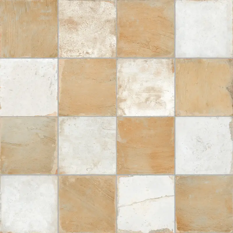 Voordeelprijs Vloertegel – Wandtegel FS Clay Checker zand 45x45cm 4 in 1 R9