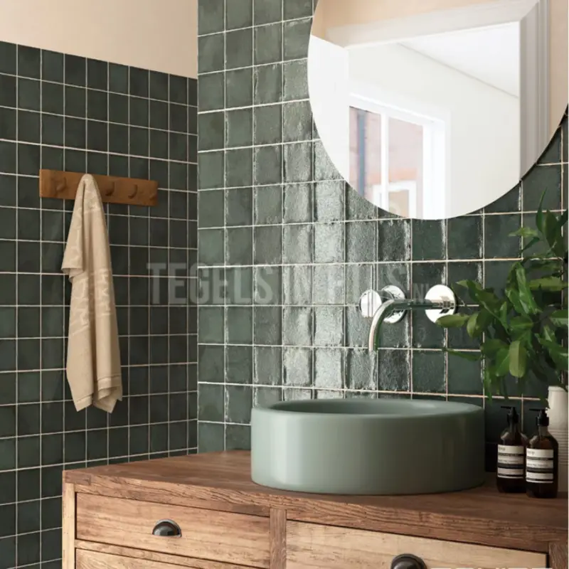 Wandtegel handvorm Altea donker groen 10×10 Premium