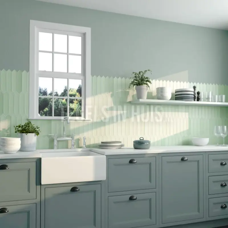 Seizoensaanbieding Wandtegel Hexagon Lanse mint groen 5×25