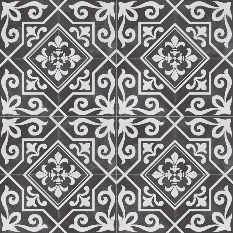 Vloertegel – Wandtegel Ayala zwart reverse 45×45 cm ( 4 in 1 tegel ) vintage OP=OP Tijdelijk Beschikbaar