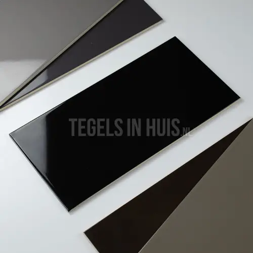 Goedkoop Wandtegel 20×40 glans zwart WAAMB779
