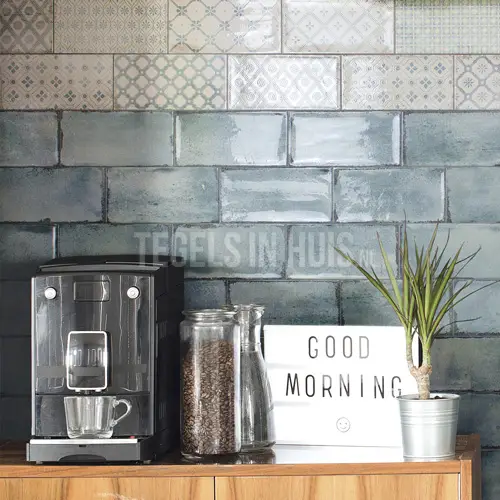 Wandtegel Life 10×20 Natura decor mix blauw glans Bestel Nu