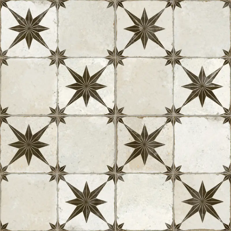 Vloertegel – Wandtegel FS Star N Ara zwart dambord 45x45cm 4 in 1 R9 Op = Op