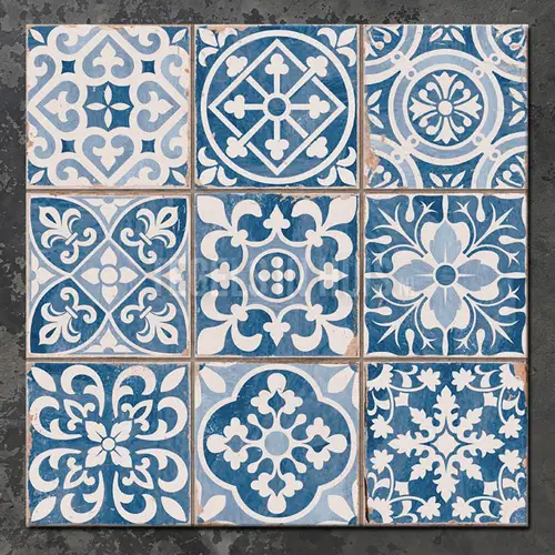 Vintage Vloertegel – Wandtegel FS Faenza A Blauw 33×33 9 in 1 R9 Beperkt Aanbod
