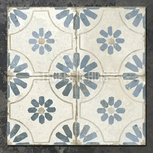 Superprijs Vloertegel – Wandtegel FS Blume Blue blauw 45x45cm 4 in 1 R9