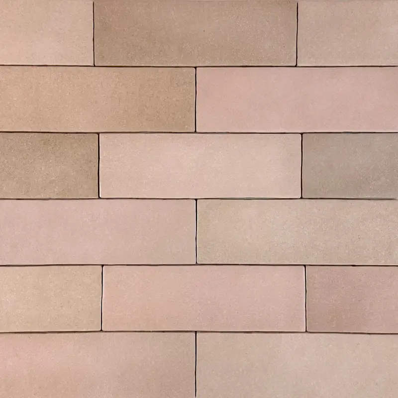 Handvorm wandtegel 6,5×20 roze random mat Koopje