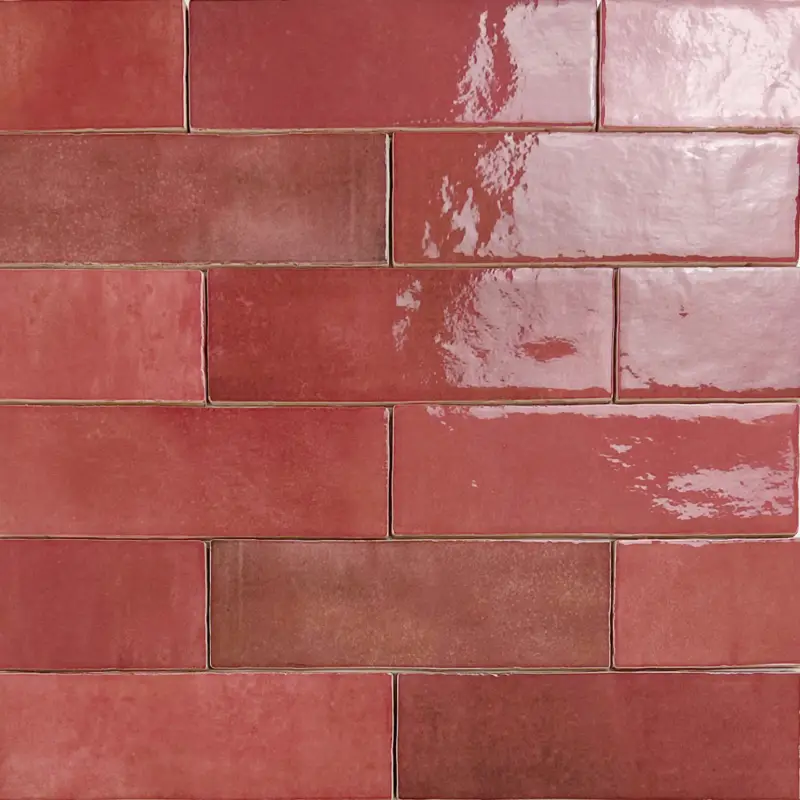 Handvorm wandtegel 6,5×20 bordeaux rood random glans Koop Vandaag