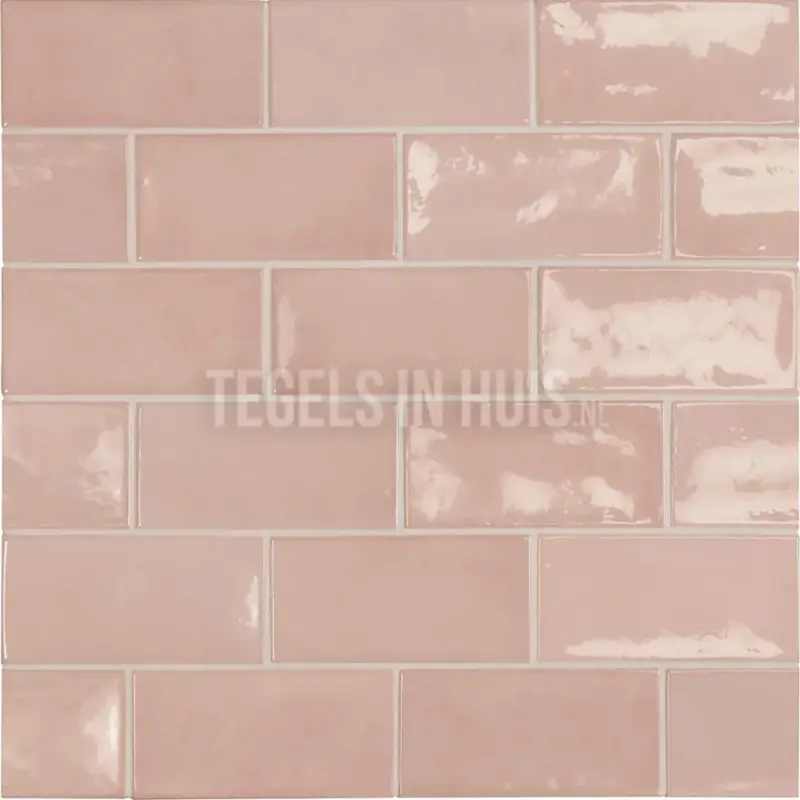 Handvorm wandtegel 6,5×13 roze soft glans Superprijs