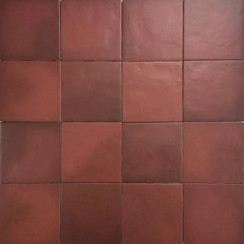 Handvorm wandtegel 13×13 bordeaux rood random mat Beperkte Voorraad