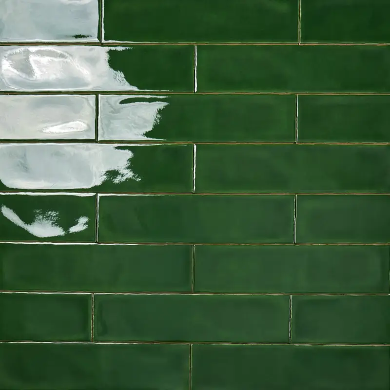 Speciale Aanbieding Wandtegel handvormlook Laru victorian groen glans 7,5×30 cm craquele