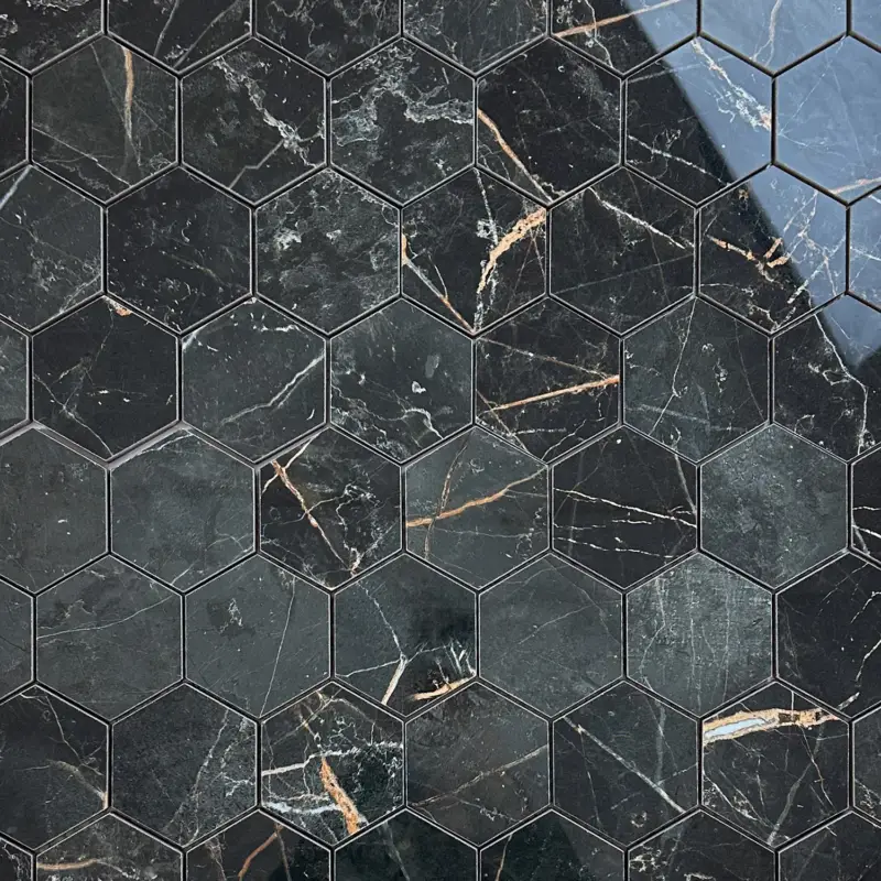 Superprijs Vloertegel – Wandtegel Hexagon Manhattan Midnight antraciet gepolijst 29×27 matje