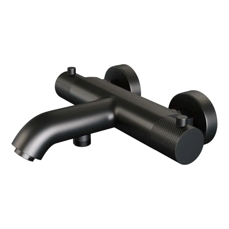 Mat zwarte opbouw baddouche thermostaatkraan met BRAUER Black Carving design Lage Kosten