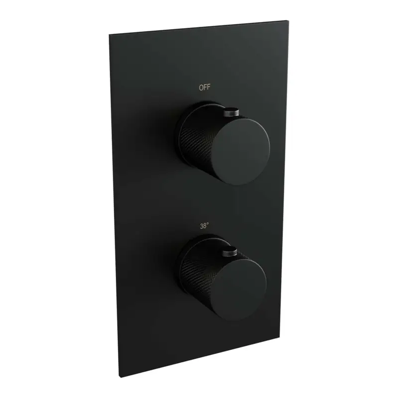 Laatste Versie Mat zwarte thermostatische regendouche set met 3-weg omstelling, douchekop van 20 cm, gebogen muurarm en handdouche met 3 standen