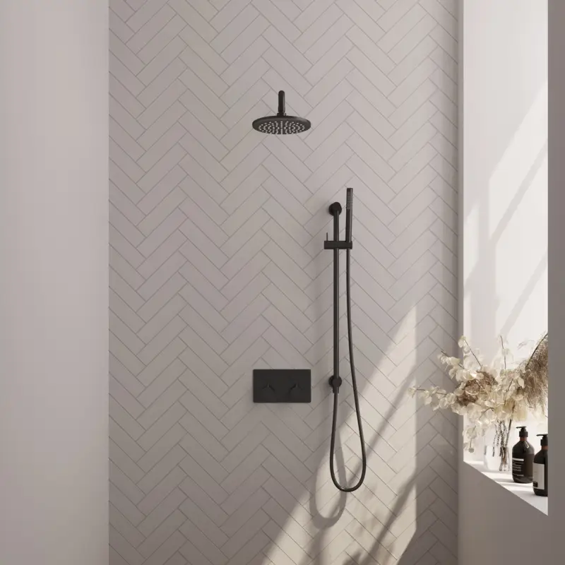 Black Carving thermostatische inbouw regendouche set met drukknoppen (63) Snelle Levering
