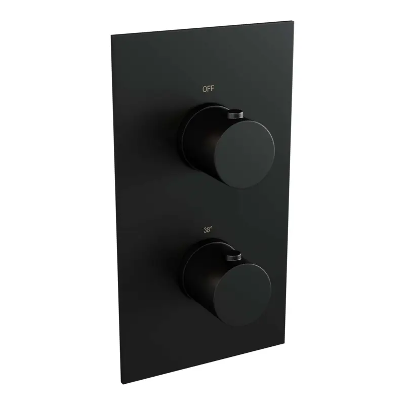 Black Edition mat zwarte 3-weg inbouwthermostaat met in- en afbouwdelen Op = Op