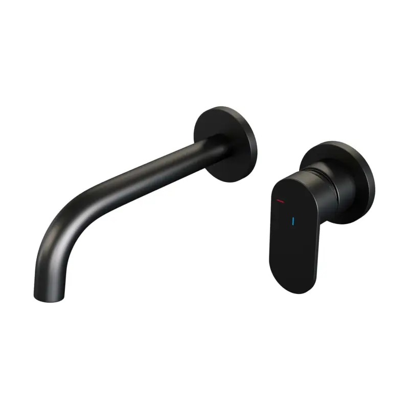 Must-Have Black Edition inbouw wastafelmengkraan met gebogen uitloop en rozetten - model C1 mat zwart