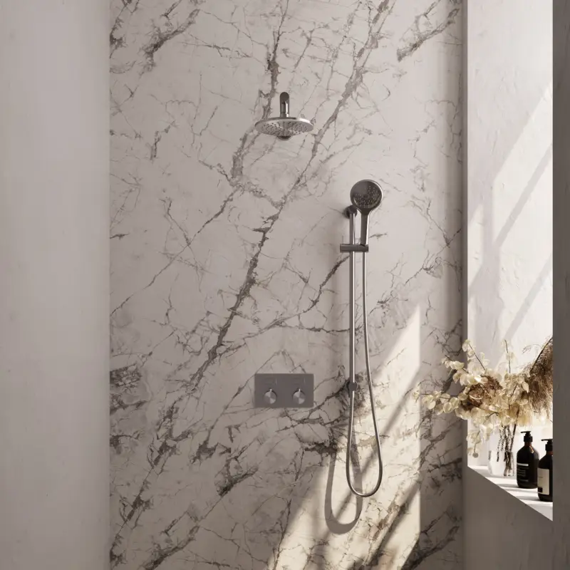 Brushed Carving thermostatische inbouw regendouche set met drukknoppen en 20 cm douchekop Flitsaanbieding
