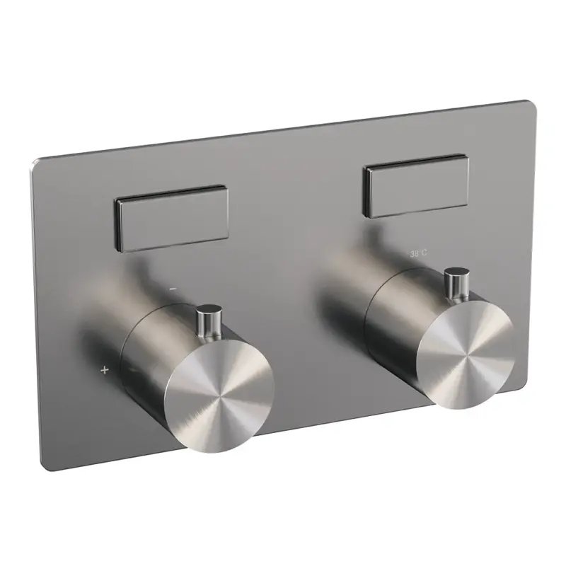 Tijdelijk Beschikbaar Brushed Edition PVD-geborstelde 2-weg inbouwthermostaat met drukknoppen, RVS