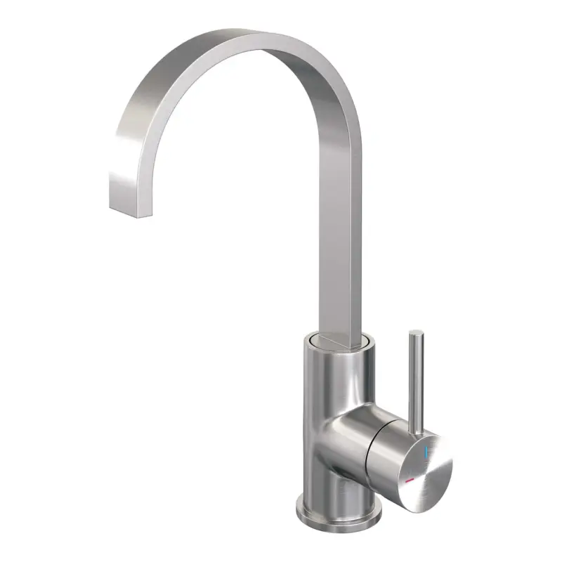 Weekendaanbieding Brushed Edition hoge opbouw wastafelmengkraan - draaibare platte uitloop - model A - RVS geborsteld PVD