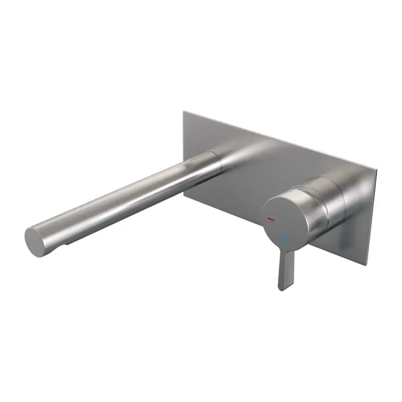 Uitverkoop Brushed Edition inbouw wastafelmengkraan met rechte uitloop en afdekplaat E1 RVS geborsteld PVD