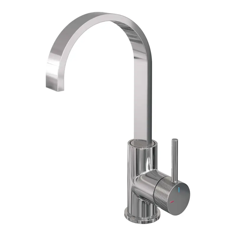 Premium Chrome Carving hoge opbouw wastafelmengkraan met draaibare platte uitloop model A chroom