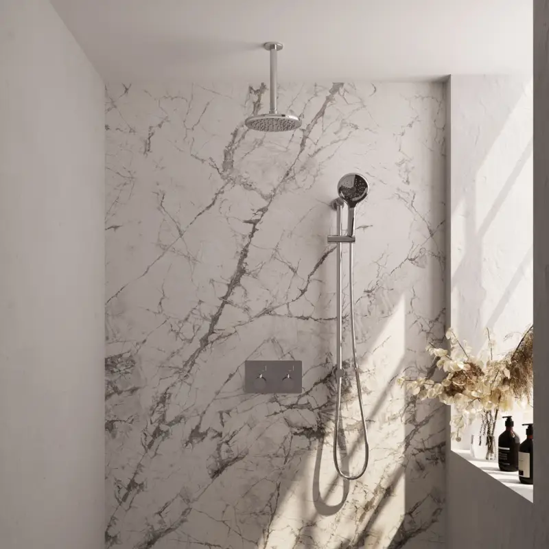 Hoge Kwaliteit Chrome Edition inbouw regendouche SET 71 met drukknoppen, 3-standen handdouche en glijstang chroom
