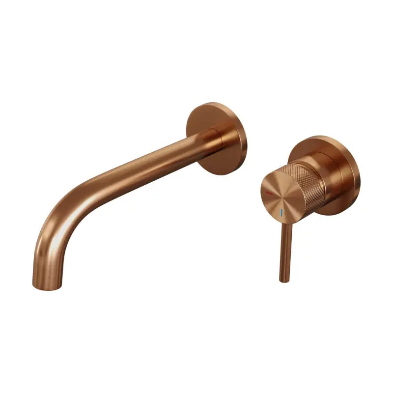 Favoriet Copper Carving inbouw wastafelmengkraan met gebogen uitloop en rozetten - Model A1, (Koper Geborsteld PVD).