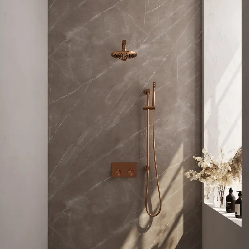 Dagaanbieding Copper Carving thermostatische inbouw regendouche SET met drukknoppen en handdouche