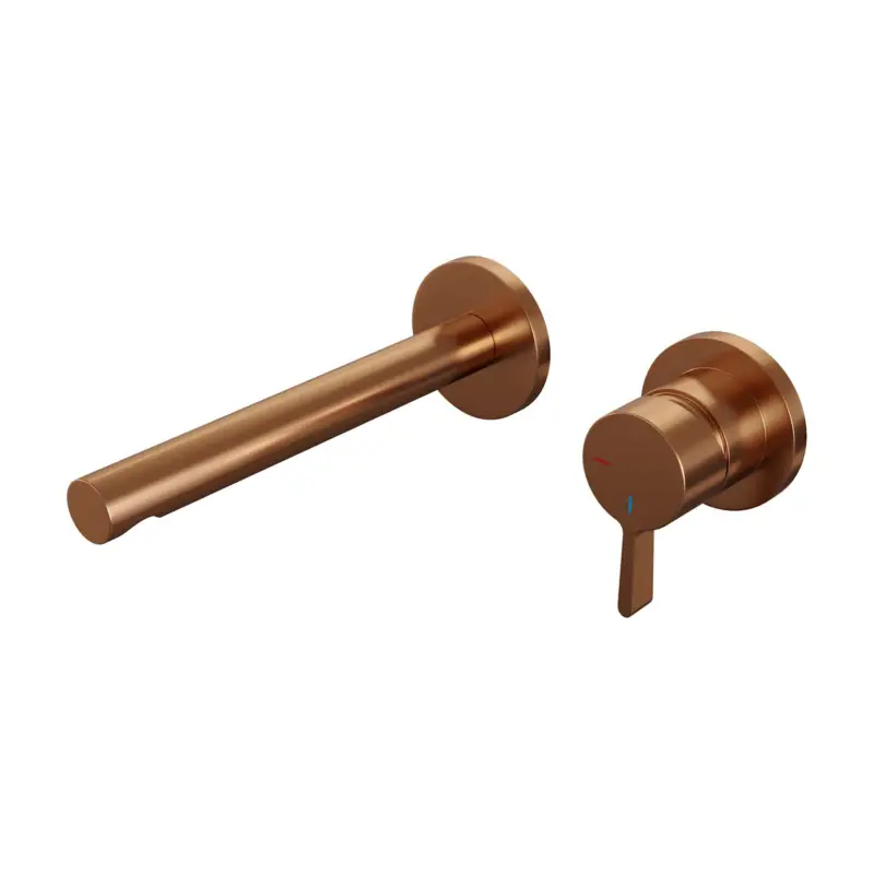 Laatste Versie Copper Edition inbouw wastafelmengkraan met uitloop en rozetten - model E1 koper geborsteld PVD
