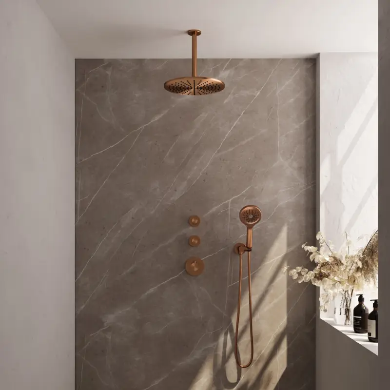 Beperkt Aanbod Copper Edition Thermostatische Regendouche Set 12 | Koper Geborsteld PVD