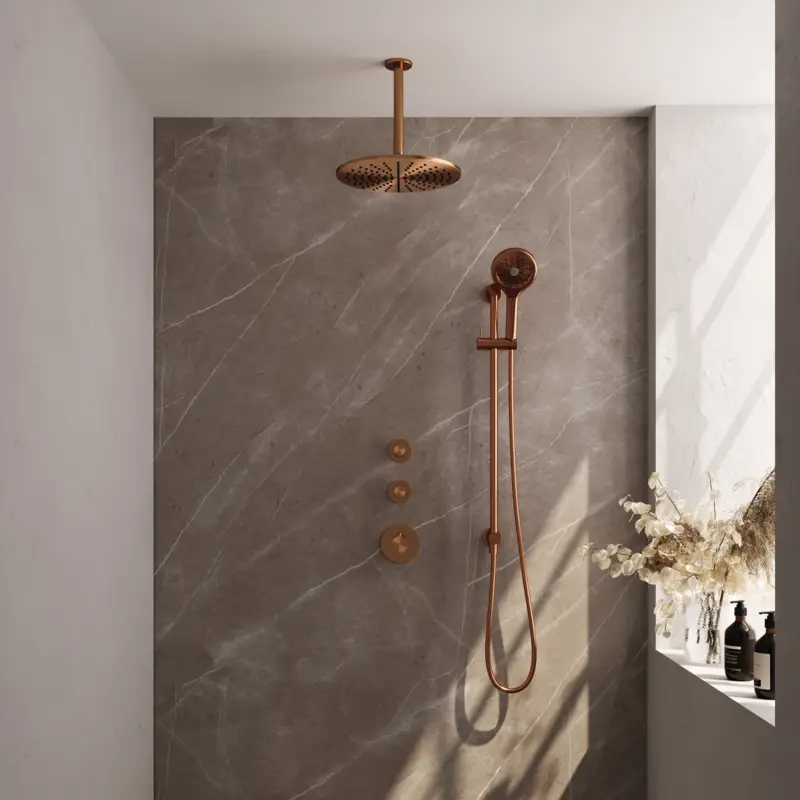Copper Edition thermostatische inbouw regendouche set met 30 cm douchekop en handdouche Voordeelprijs